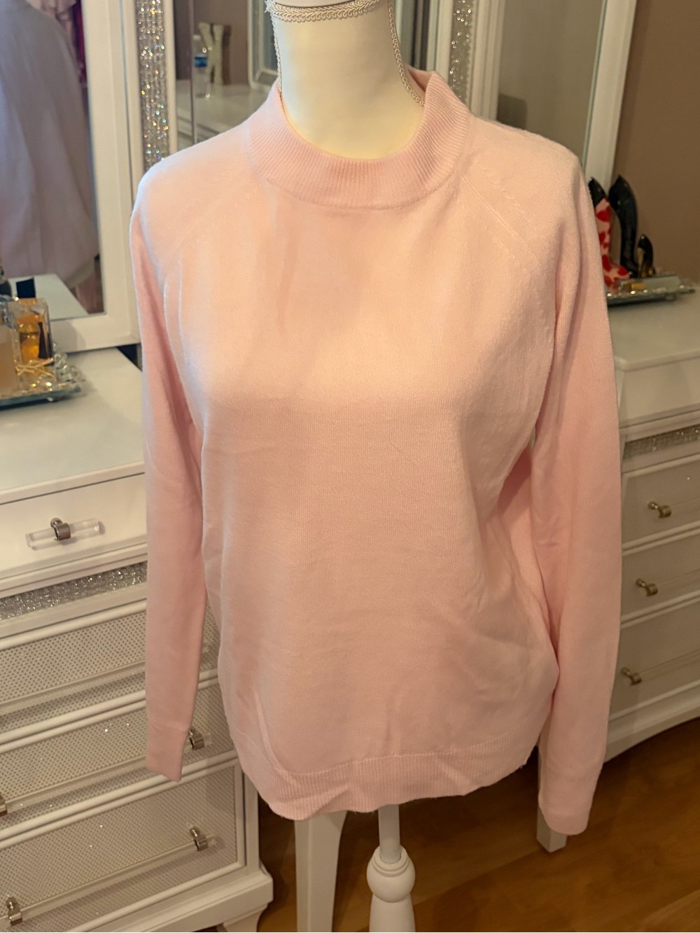 Karen Scott Light Pink Long Sleeve Sweater Size M